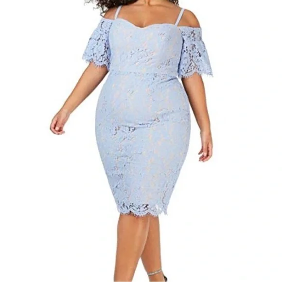 City Chic NWT powder blue off the shoulder size XXL /24 dress - Picture 1 of 10